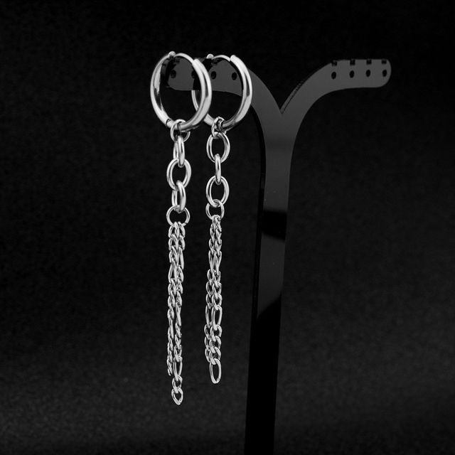 Juanitro-Chain Hoop Earring Clip Earring