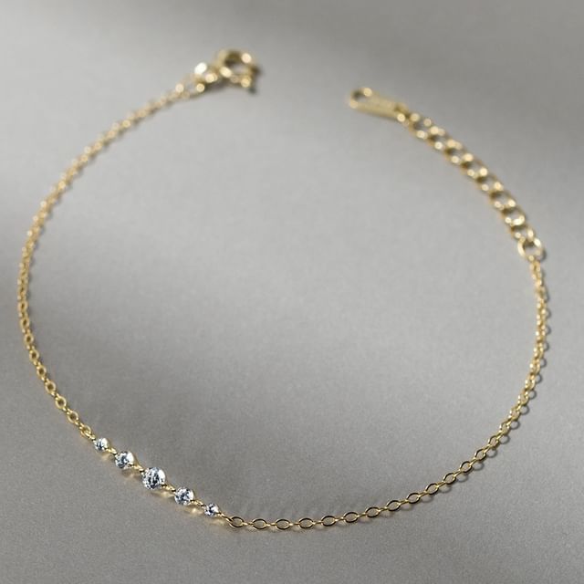 A-ROCH-925 Sterling Silver Rhinestone Bracelet