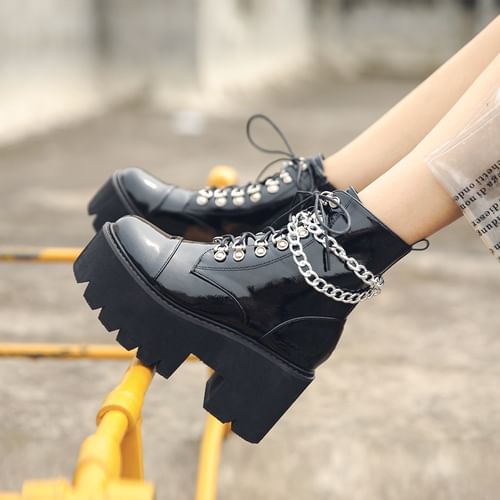 Combat Platform Boots with Chain