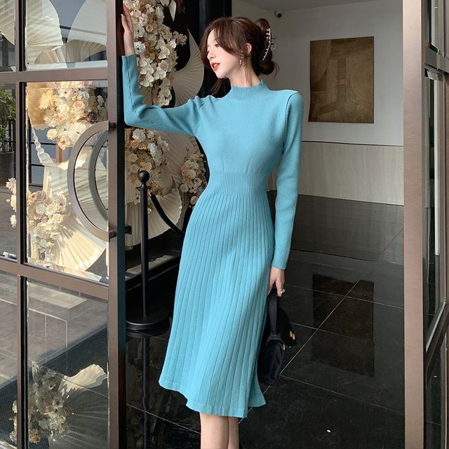knee length dresses for ladies Splendid Rylee Turtleneck Dress - Black main image 0