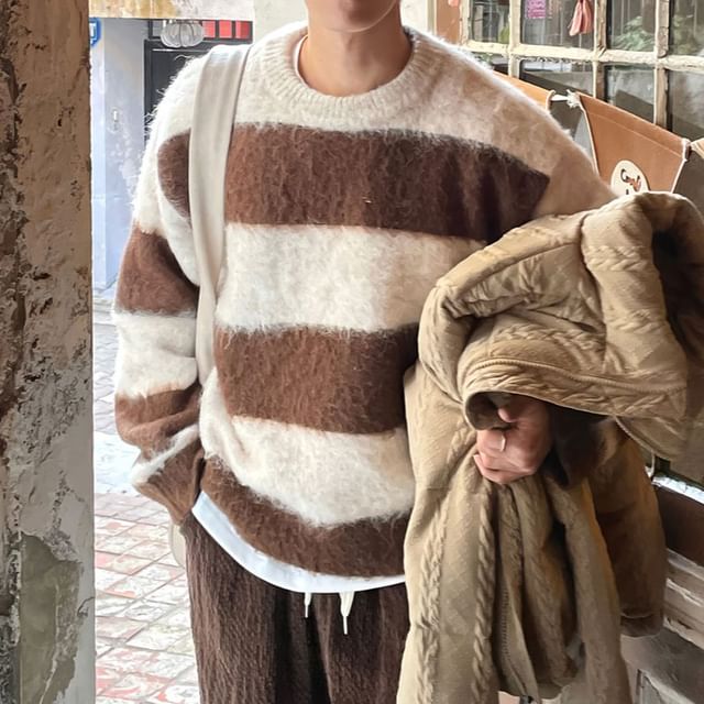 Okwano-Crew Neck Striped Sweater