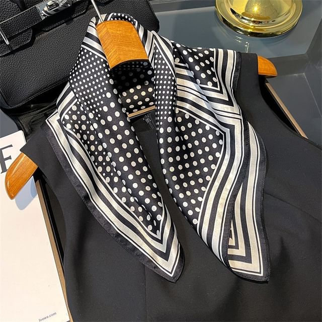 Frior-Dotted Silky Square Scarf