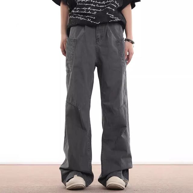 GRAYCIOUS-Low Rise Plain Wide Leg Cargo Pants
