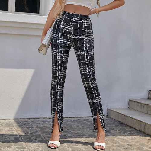 Red Plaid Pants High Waist | Plaid Skinny Pants Womens | Red Plaid Pants  Women - Skinny - Aliexpress