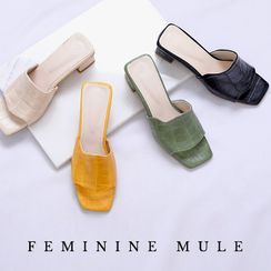 Lemite - Block-Heel Croc-Grain Mules Lemite - Block-Heel Croc-Grain Mules