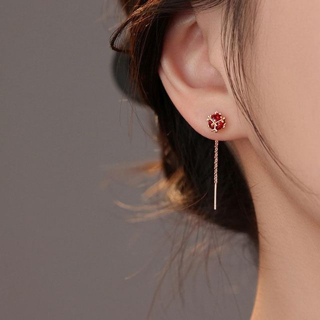 True Glam-925 Sterling Silver Gemstone Threader Earring