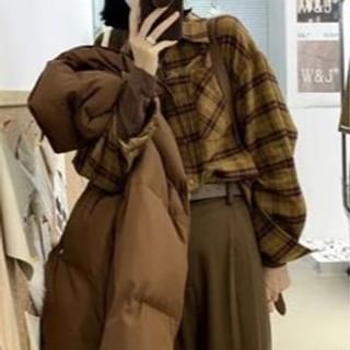 Everose-Long-Sleeve Collared Plaid Shirt