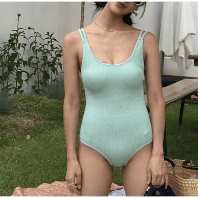 Komorkowe-Sleeveless Plain Swimsuit