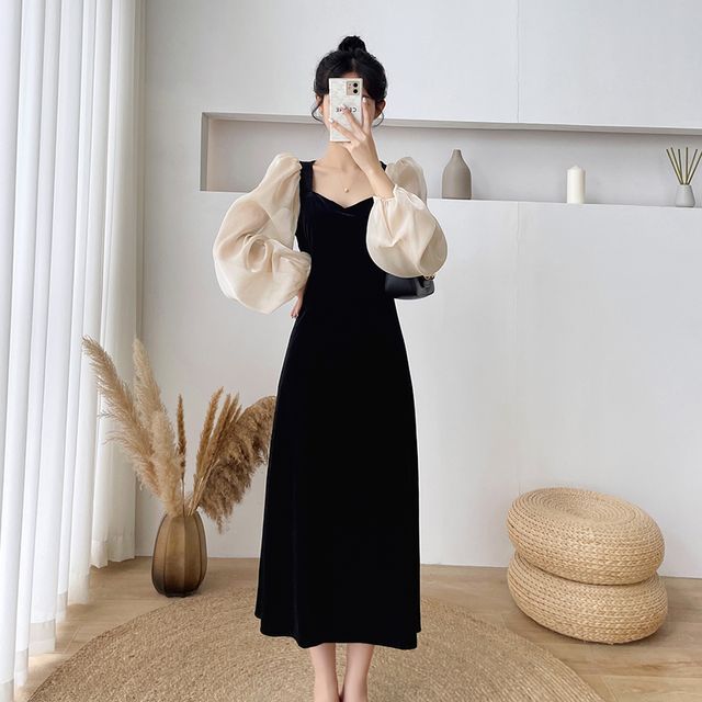 balloon sleeve a line dress Terani Couture 252E5141 main image 0