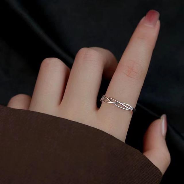 Toinianimos-Faux Braided Sterling Silver Open Ring