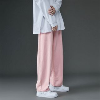 FOEV-Mid Rise Washed Straight Leg Jeans