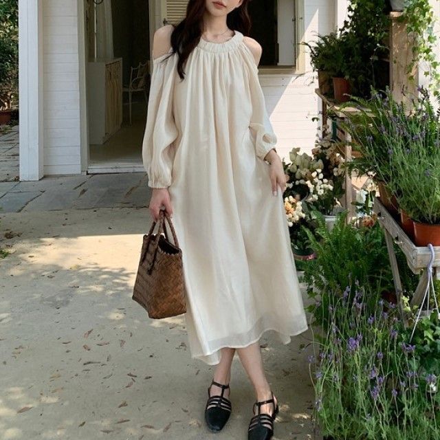 chinese dress ladies Cold shoulder linen tunic with floral lace applique – T.Tandon