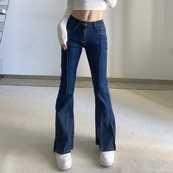 Sosana(ソサナ) - Low Rise Boot-Cut Paneled Jeans