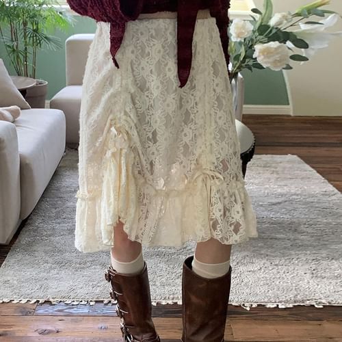 Drawstring sale lace skirt