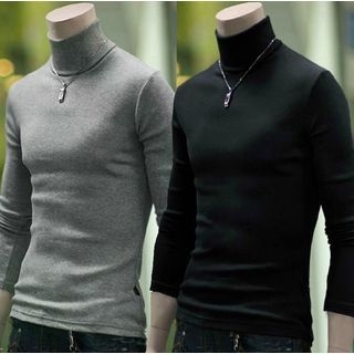 Sheck-Long-Sleeve Turtleneck Knit Top