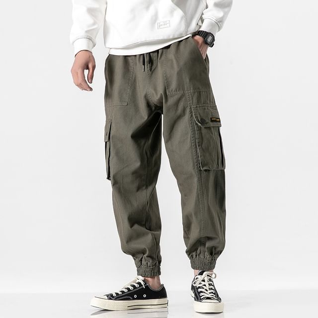Priam-Mid Rise Plain Harem Cargo Pants