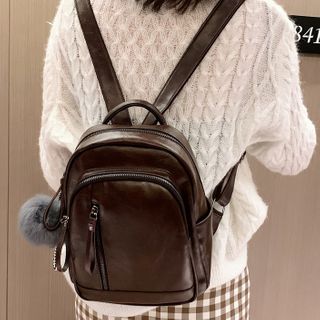 tan leather mini backpack