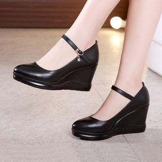 Freesia-Platform Wedge Mary Jane Pumps