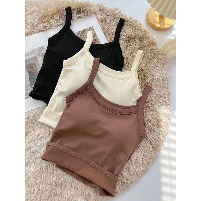 DIYI-Padded Fleece-Lined Camisole Top