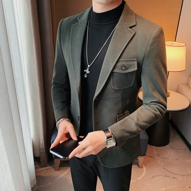 Blueforce-Plain One-Buttoned Blazer