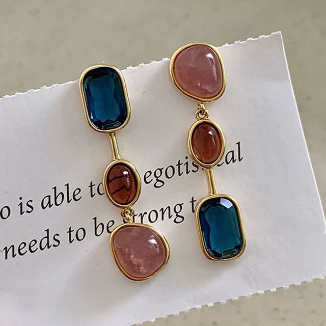 Forainer-Resin Asymmetrical Alloy Dangle Earring various designs