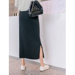 J-ANN - Slit-Side Maxi H-Line Skirt J-ANN - Slit-Side Maxi H-Line Skirt