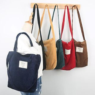 TangTangBags - Appliqued Corduroy Tote Bag | YesStyle
