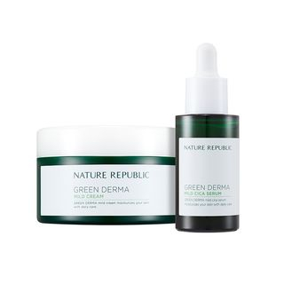 NATURE REPUBLIC - Green Derma Mild Cream Set With CICA Serum