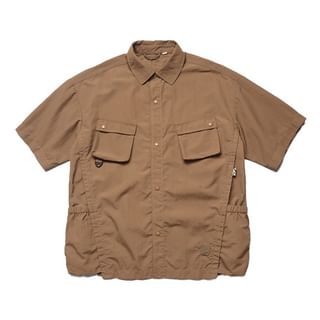 Zentrus-Short-Sleeve Collared Plain Shirt