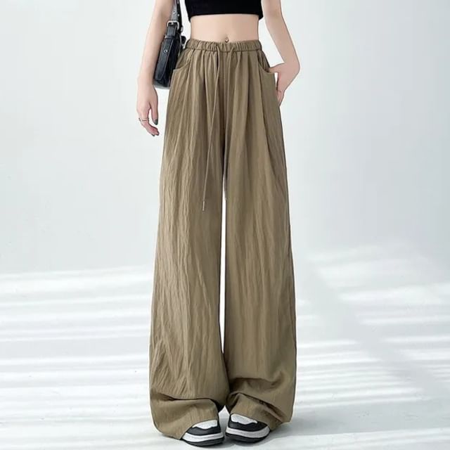Acoustic Rain-2XL Drawstring Waist Plain Baggy Pants