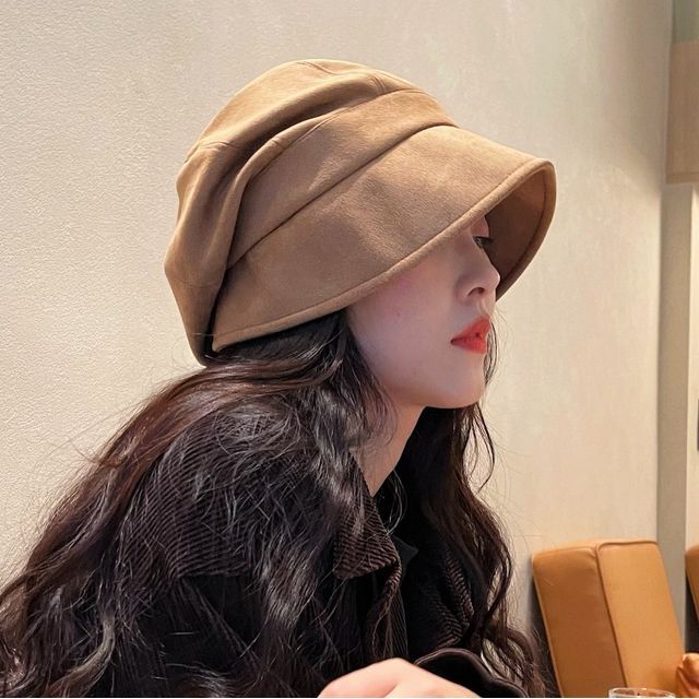 Hatrix-Faux Suede Shirred Bucket Hat