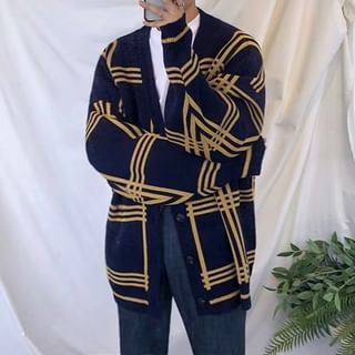 Blueforce-V-Neck Plaid Cardigan