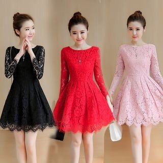 Eferu - Long-Sleeve A-Line Lace Dress | YesStyle