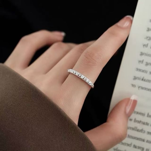 pexrl jewelry-Sterling Silver Rhinestone Open Ring