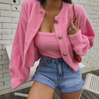 fluffy cardigan top