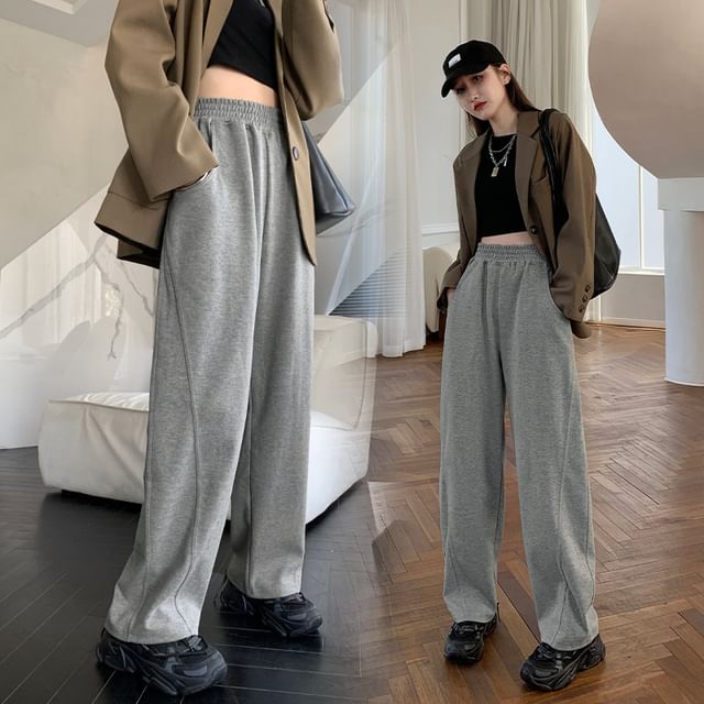 keirtra - High Rise Plain Wide Leg Sweatpants