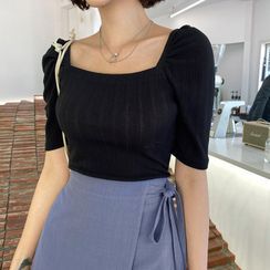 MERONGSHOP - Square-Neck Puff-Sleeve Top MERONGSHOP - Square-Neck Puff-Sleeve Top
