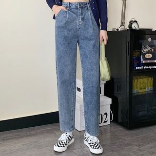 straight cut high waist jeans