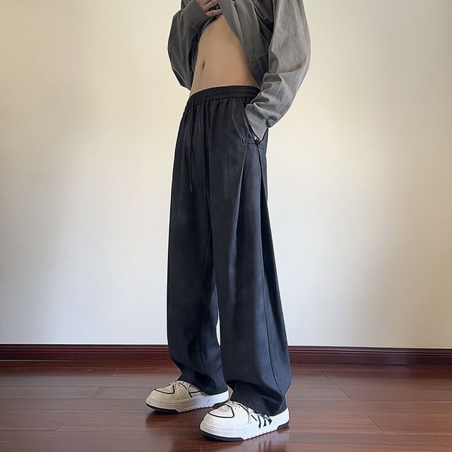 Priam-Mid Rise Plain Wide Leg Pants