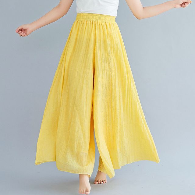 INEN-High Rise Plain Wide Leg Pants