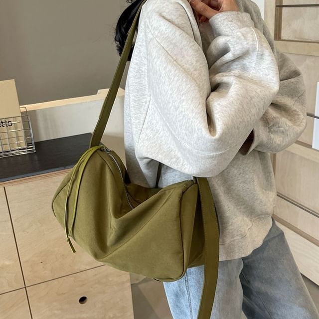 HOVERUP-Plain Fabric Crossbody Bag