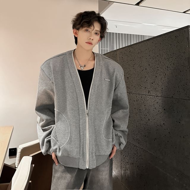 ravewider-Plain Zip Jacket