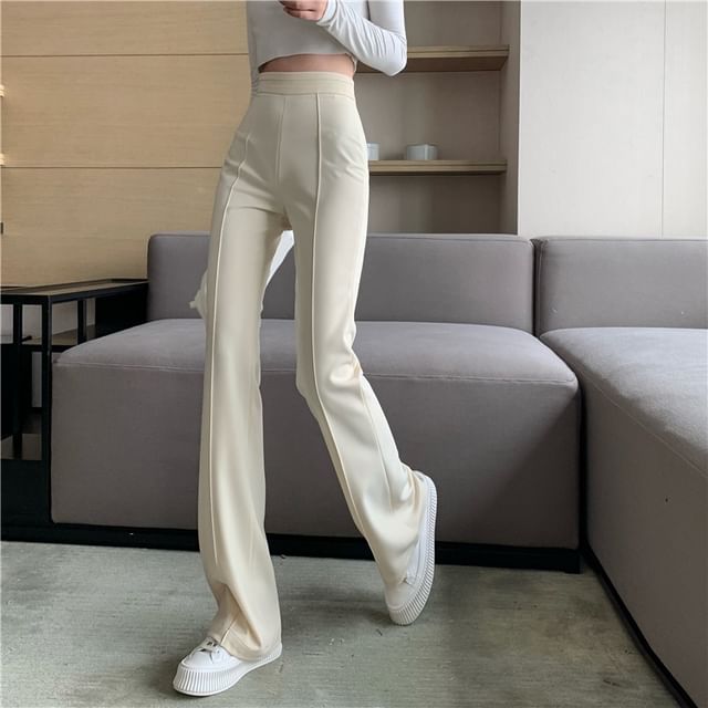 Dshe-Plain Boot-Cut Pants