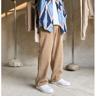 JUN.LEE - Plain Corduroy Wide-Leg Pants | YesStyle