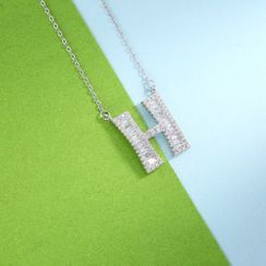 BELEC - 925 Sterling Silver Fashion Personality English Alphabet H Cubic Zircon Necklace BELEC - 925 Sterling Silver Fashion Personality English Alphabet H Cubic Zircon Necklace
