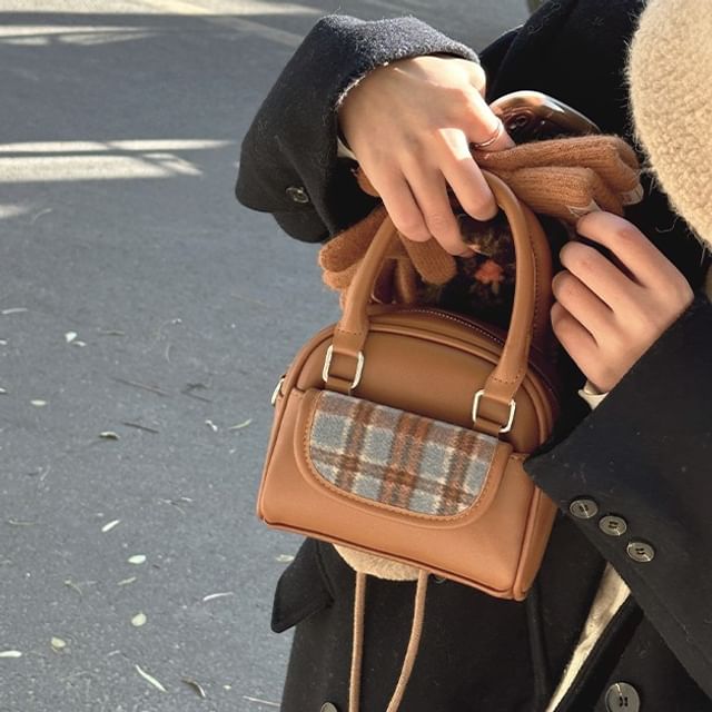Fran San-Plaid Faux Leather Hand Bag