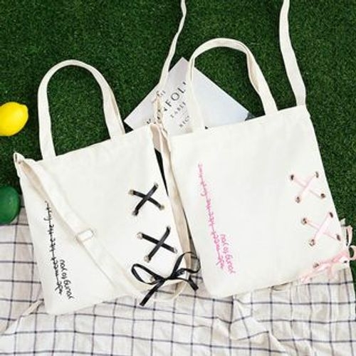 ANEMOI - Lettering Lace-Up Canvas Tote Bag | YesStyle