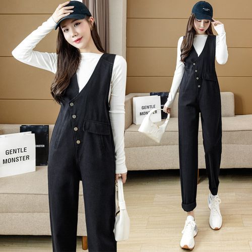 Asymmetric denim jumpsuit