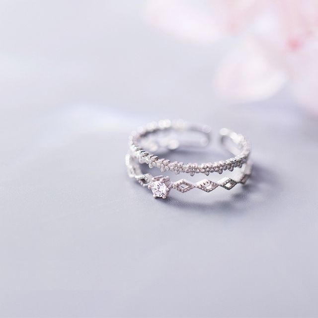 Gaya-Rhinestone Layered Open Ring