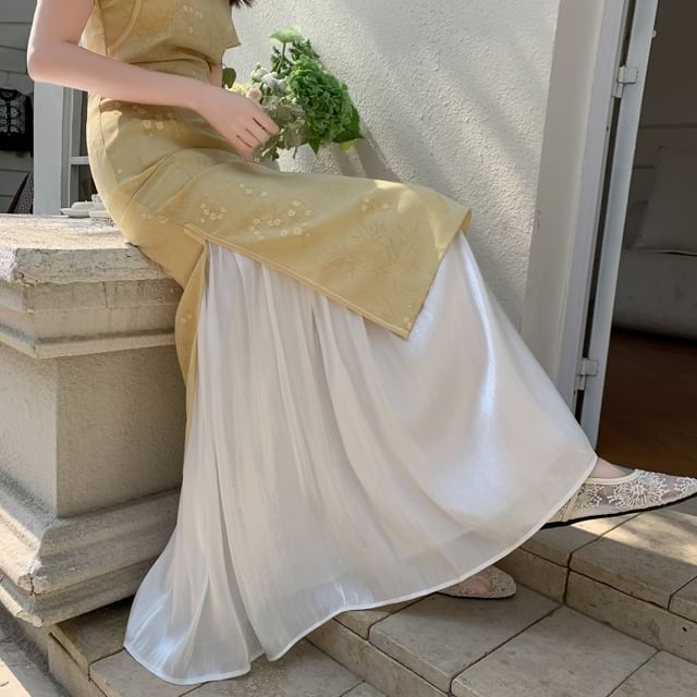 Juuri-High Rise Plain Maxi A-Line Skirt